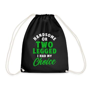 Handicap Amputee Amputation Prosthetic Leg - Drawstring Bag - black - Front