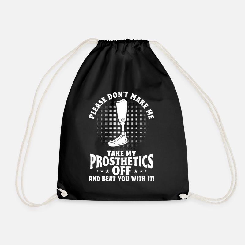Handicap Amputee Amputation Prosthetic Leg - Drawstring Bag - black