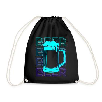 Bier Retro Geschenk - Turnbeutel - Schwarz - Vorne