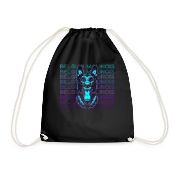 Belgian Malinois Retro Gift - Drawstring Bag - black - Front