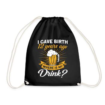 12. Geburtstag Bier Trinken Mutter Mama - Turnbeutel - Schwarz - Vorne