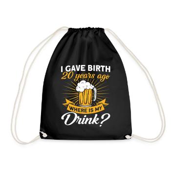 20. Geburtstag Bier Trinken Mutter Mama - Turnbeutel - Schwarz - Vorne