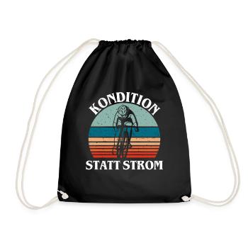 Kondition statt Strom Vintage Radfahrer Rennrad - Turnbeutel - Schwarz - Vorne