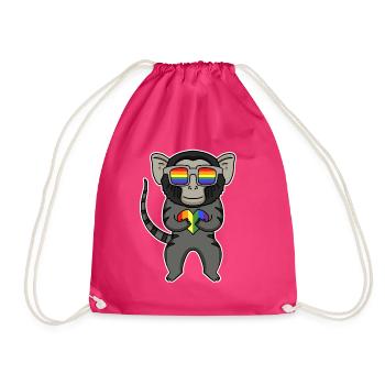LGBT Animal Singe Ouistiti Arc-en-ciel - Sac de sport léger - fuchsia - Devant