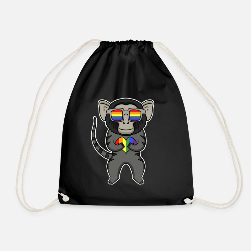 LGBT Tier Affe Marmoset Regenbogen - Turnbeutel - Schwarz