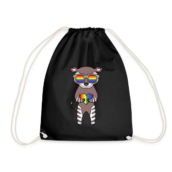 LGBT Tier Okapi Regenbogen - Turnbeutel - Schwarz - Vorne
