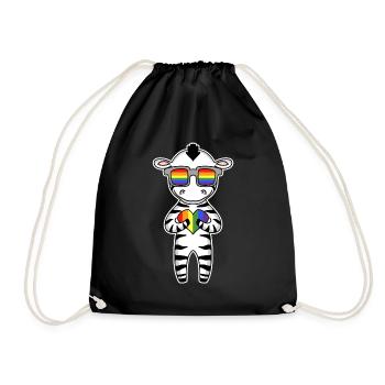 LGBT Tier Zebra Regenbogen - Turnbeutel - Schwarz - Vorne