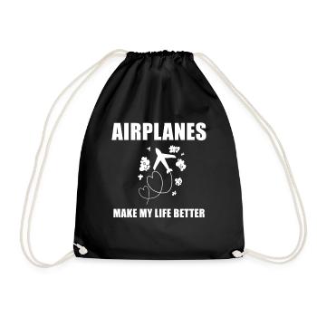 Flugzeug Pilot Spruch Geschenk - Turnbeutel - Schwarz - Vorne