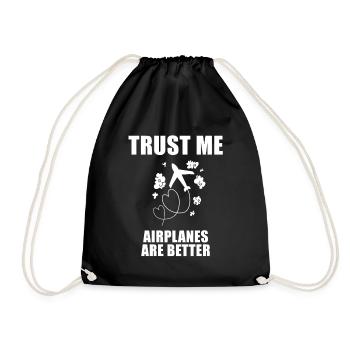 Airplane Pilot Saying Gift - Drawstring Bag - black - Front