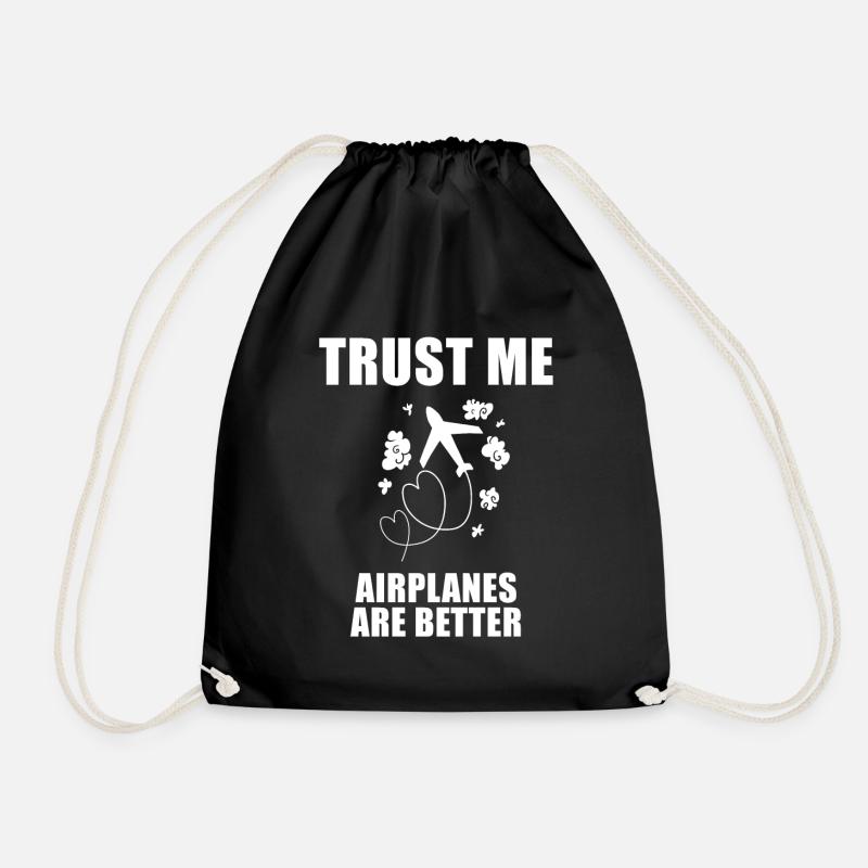Airplane Pilot Saying Gift - Drawstring Bag - black