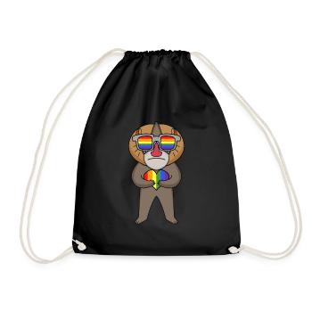 LGBT Animal Monkey Mandrill Rainbow - Drawstring Bag - black - Front