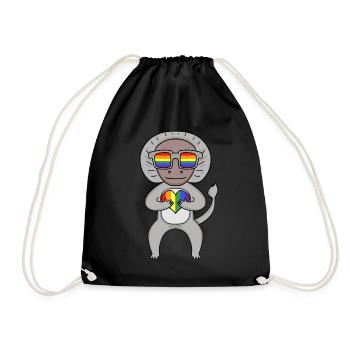 LGBT Animal Monkey hamadryad Rainbow - Drawstring Bag - black - Front
