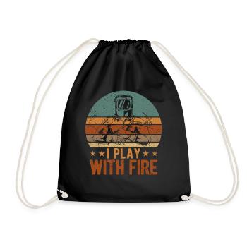 Funny Welder Welding Retro Gift - Drawstring Bag - black - Front
