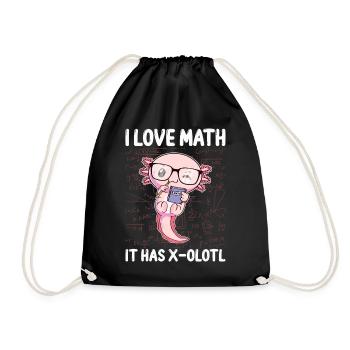 Lustiges Mathe-Kawaii-Axolotl-Geschenk - Turnbeutel - Schwarz - Vorne
