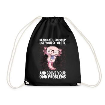 Lustiges Mathe-Kawaii-Axolotl-Geschenk - Turnbeutel - Schwarz - Vorne