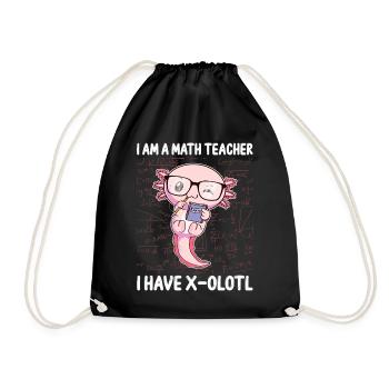 Lustiges Mathe-Kawaii-Axolotl-Geschenk - Turnbeutel - Schwarz - Vorne