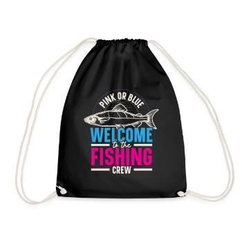 Pink or blue Welcome to the Fischer crew - Drawstring Bag - black - Front