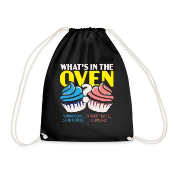What's in the oven Muffin or Cupcake Baby-Ankün - Drawstring Bag - black - Front