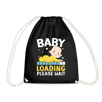 Baby Loading Bitte warten Baby Reveal Baby Shower - Turnbeutel - Schwarz - Vorne