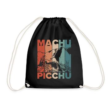 Machu Picchu Peru Inca Retro Vintage Gift - Drawstring Bag - black - Front