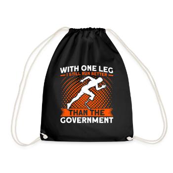 Handicap Amputee Amputation Prosthetic Leg - Drawstring Bag - black - Front