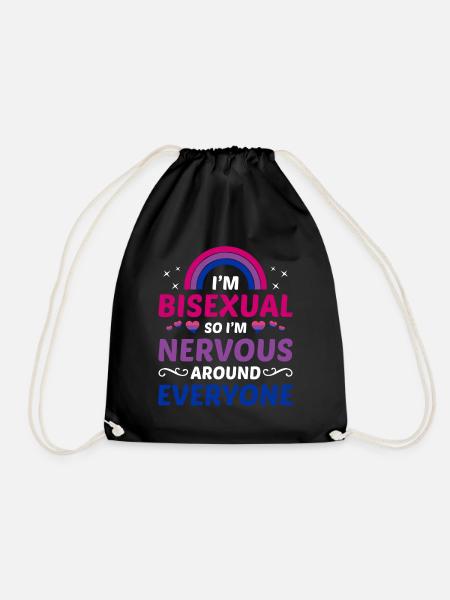 I m bisexual - Drawstring Bag - black