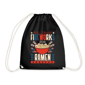 Swap fireworks for ramen | Ramen lovers | - Drawstring Bag - black - Front