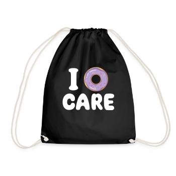 I Donut Care | Donut lover t-shirt | Fun - Drawstring Bag - black - Front