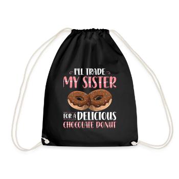 J’échange ma sœur contre des beignets | Beignet - Sac de sport léger - noir - Devant