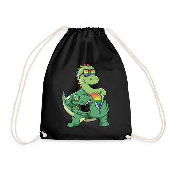 Funny Dinosaurs Gay Pride Flag Homos - Drawstring Bag - black - Front
