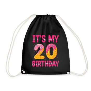 C’est mon 20e anniversaire | Saupoudrer des | à thème - Sac de sport léger - noir - Devant
