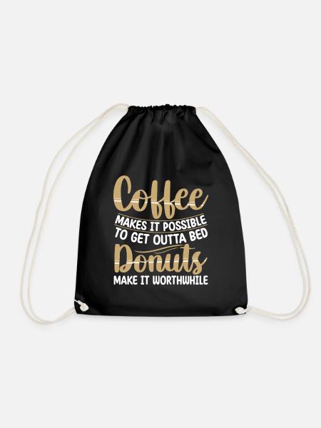 Kaffee Macht's Möglich | Donut-liebhaber-t-shirt - Turnbeutel - Schwarz