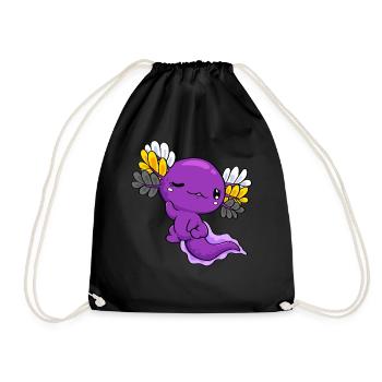 Nichtbinäre Flagge Nichtbinäre Flagge Kawaii Axolo - Turnbeutel - Schwarz - Vorne