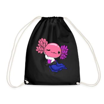 Genderfluid Stolz Genderfluid Flagge Kawaii Axolot - Turnbeutel - Schwarz - Vorne