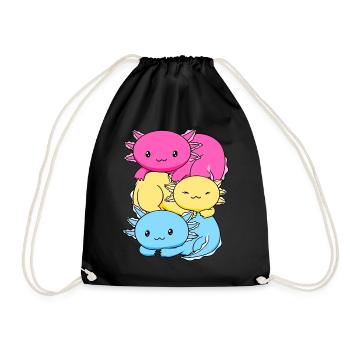 Pansexual Pride Pansexual Flag Kawaii Axolo - Drawstring Bag - black - Front