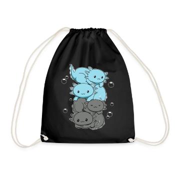 Autossexual Flag Axolotl Heap Kawaii - Drawstring Bag - black - Front