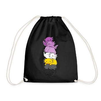 Monosexuelle Flagge Axolotl Haufen Kawaii - Turnbeutel - Schwarz - Vorne