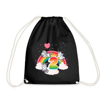 2ème anniversaire Rainbow Unicorn Thème Anniversaire - Sac de sport léger - noir - Devant
