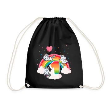 1er anniversaire Rainbow Unicorn Thème Anniversaire - Sac de sport léger - noir - Devant