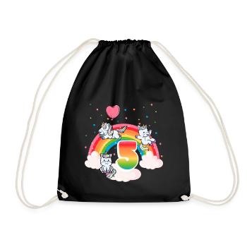 5ème anniversaire Rainbow Unicorn Thème Anniversaire - Sac de sport léger - noir - Devant