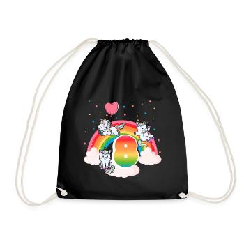 8ème anniversaire Rainbow Unicorn Thème Anniversaire - Sac de sport léger - noir - Devant