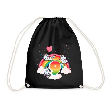 9ème anniversaire Rainbow Unicorn Thème Anniversaire - Sac de sport léger - noir - Devant