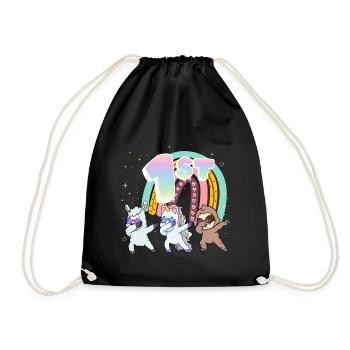 1st Birthday Dabbing Llama Unicorn Sloth | 1st - Drawstring Bag - black - Front