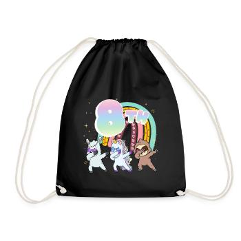 8th Birthday Dabbing Llama Unicorn Sloth | 8. - Drawstring Bag - black - Front