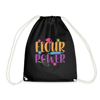 Mehl Power | Bäcker Shirt | Backen Tshirt | - Turnbeutel - Schwarz - Vorne