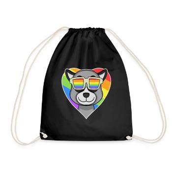 LGBT Animal Lemur Rainbow Heart - Sac de sport léger - noir - Devant