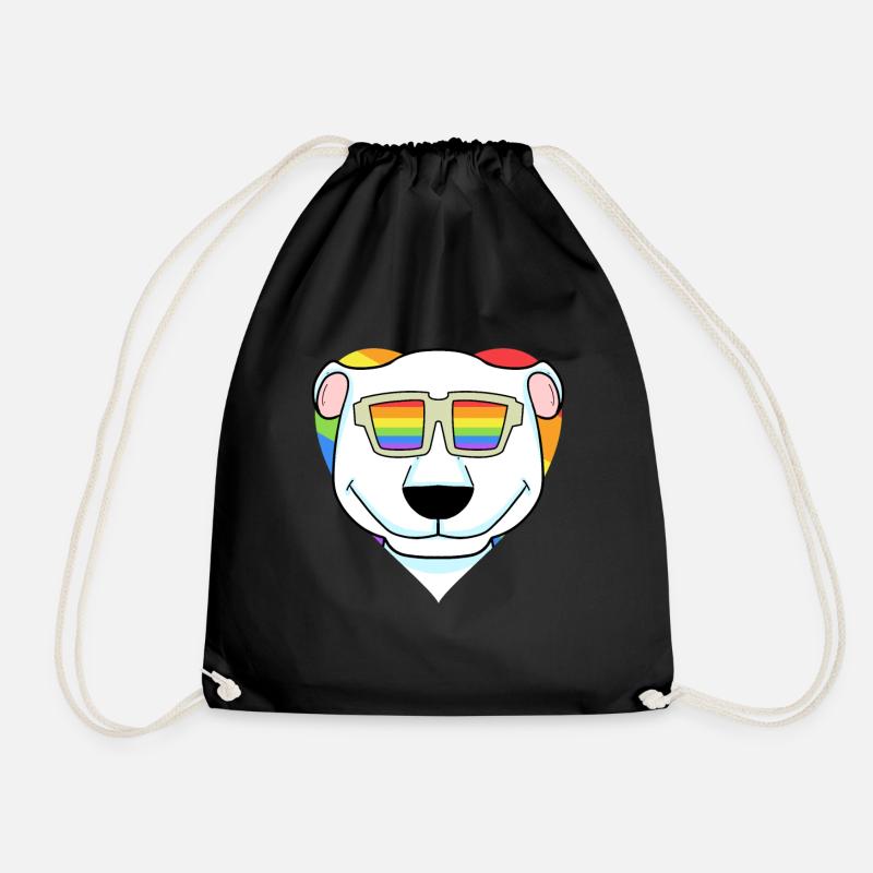 LGBT Tier Eisbär Regenbogen Herz - Turnbeutel - Schwarz