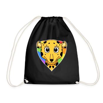 LGBT Tier Gepard Regenbogen Herz - Turnbeutel - Schwarz - Vorne
