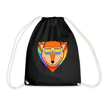 LGBT Tier Fuchs Regenbogen Herz - Turnbeutel - Schwarz - Vorne