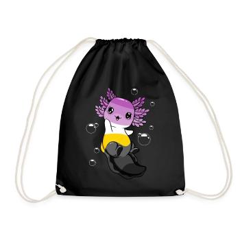 Monosexuelle Flagge Axolotl Haufen Kawaii - Turnbeutel - Schwarz - Vorne